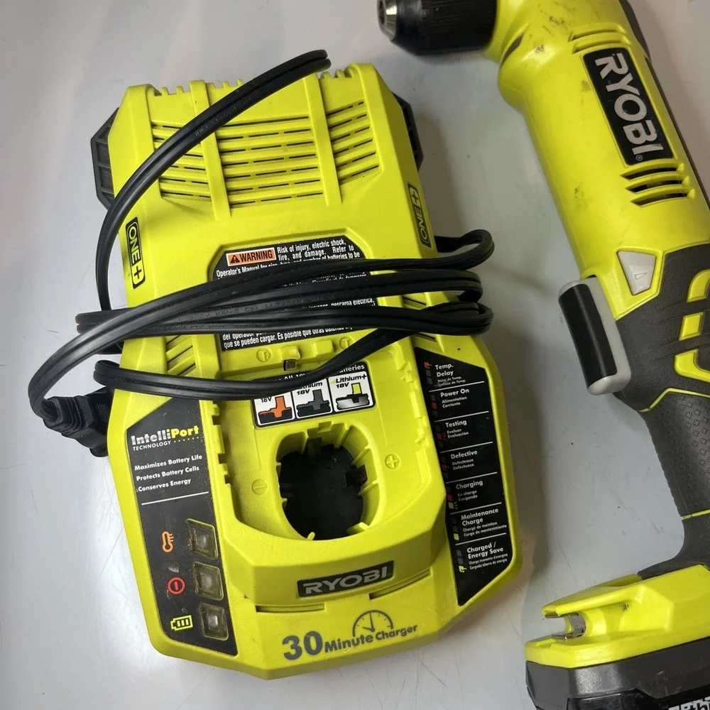 Ryobi 18-Volt ONE+ 3/8 in. P241 Right Angle Drill, Battery, and Charger